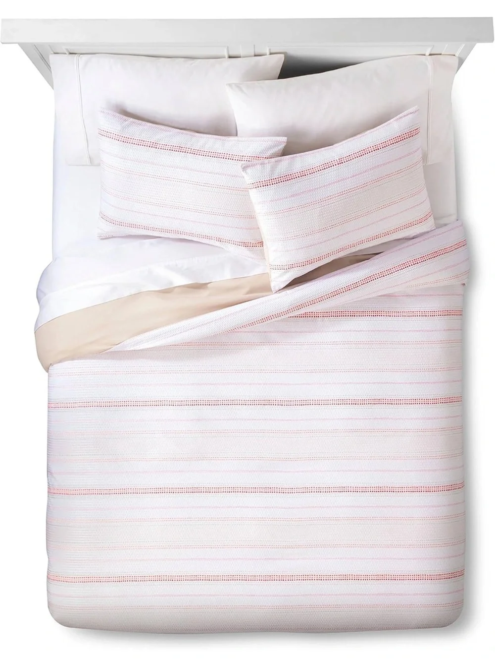 Room Essentials Pink and Cream Striped Cotton Duvet Cover Set